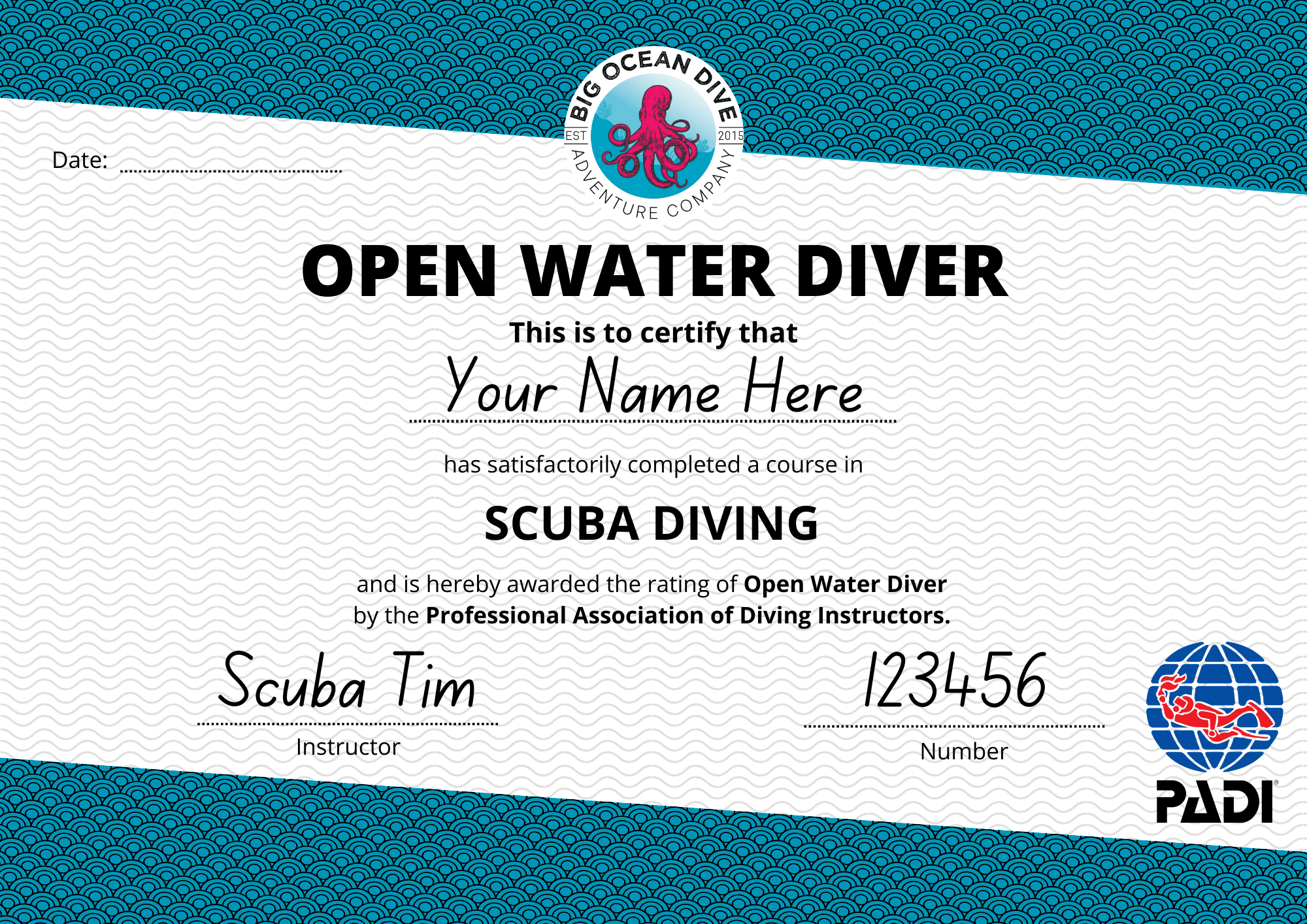 Learn To Dive with Big Ocean Dive - Certificate